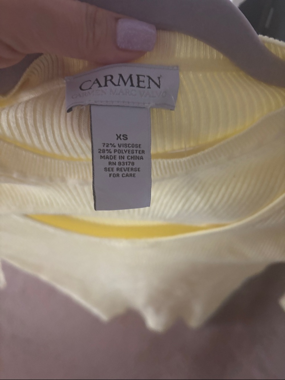 Carmen Marc Valvo Yellow Ribbed Cutout Sweater XS NWT - Picture 6 of 6